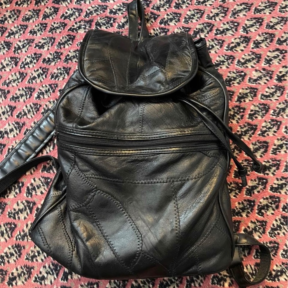 Black leather backpack